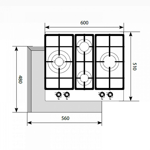 LEX GVG 643 C BL Варочная панель газовая